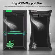 VIVOSUN grow tent with support bars prevents inward wall collapse from negative pressure.