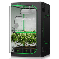 VIVOSUN grow tent with plants, LED light, fan, and ventilation system.