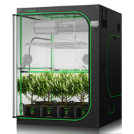 VIVOSUN grow tent with plants, LED light, fan, and filter.
