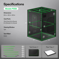 VIVOSUN P558 grow tent specifications: 60