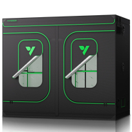 VIVOSUN dual-compartment grow tent with green accents and mesh windows.