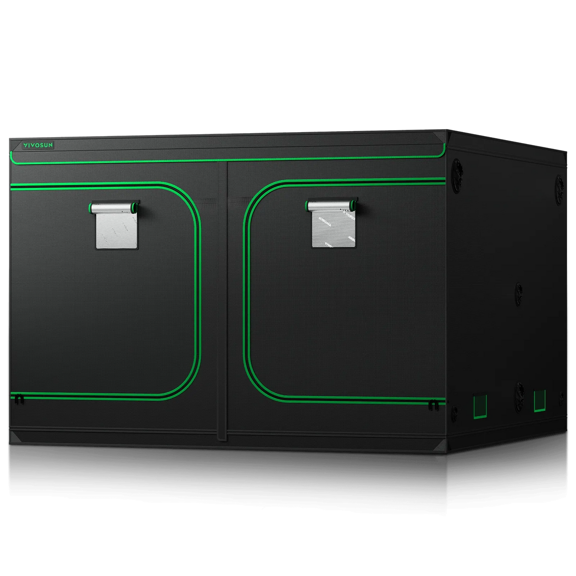 Vivosun 10x10x6.8ft grow tent with two large front doors, observation windows and multiple vents.