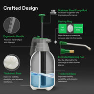 Vivosun handheld garden pump sprayer: ergonomic handle, stainless steel rod, sealing ring, extended rod, thickened base.