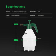 VIVOSUN 1.5L green and white handheld pump sprayer, 9.65