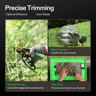 Vivosun harvest kit: ratchet pruner, bowl trimmer, and trim tray for precision pruning.