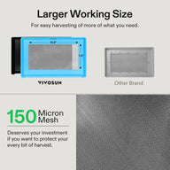 VIVOSUN herb trimming tray shown with dimensions 14.9