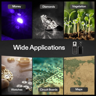 Vivosun jewelry loupe magnifier displays wide applications including money, diamonds, vegetation, watches, circuit boards, and maps.