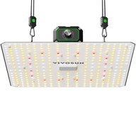 Vivosun LumaLight 100W Full Spectrum LED Grow Light, rectangular panel with white, yellow, red LEDs, dimming control.