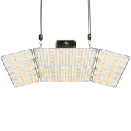 Vivosun 400W Full Spectrum LED Grow Light with 3 adjustable panels, white, yellow & red LEDs, and dimming control.