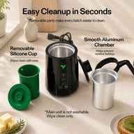 Vivosun Mini Decarb Butter Maker: Removable green silicone cup & silver aluminum chamber. Easy cleanup.