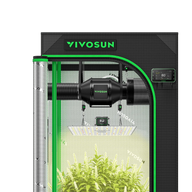 VIVOSUN smart grow tent kit with LED light, inline fan, and digital display showing 80°F.