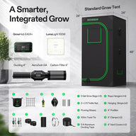 VIVOSUN 2x2 grow tent kit with GrowHub E42A+, LumaLight 100W, ducting, carbon filter, and accessories.