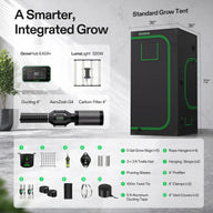 Vivosun smart grow tent kit featuring GrowHub, LumaLight, ducting, filter, and accessories.