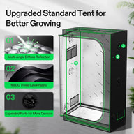 VIVOSUN 4x2 grow tent with multi-angle diffuse reflection, 1680D fabric, and expanded ports.