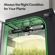 VIVOSUN smart grow tent with LED grow light, fan, and temp/humidity monitor.