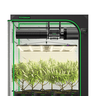 VIVOSUN Smart Grow Tent Kit with LED lights, fan, and controller, showcasing lush green plants.
