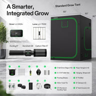 VIVOSUN Smart Grow Tent Kit: 5x5 tent, GrowHub E42A+, LumaLight 750W, and accessories.