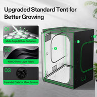 VIVOSUN 5x5 grow tent with multi-angle diffuse reflection, 1680D fabric, and expanded ports.
