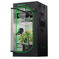 VIVOSUN 2x2 Grow Tent Kit with LED light, fan, filter, and plant.
