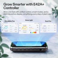 Vivosun E42A+ controller for smart grow tents, managing circulation fans, grow lights, and duct fans with a vivid display.