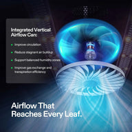VIVOSUN Pro grow tent kit with vertical airflow fans and blue light, showing improved circulation and humidity control.
