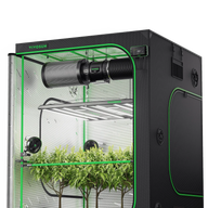 Vivosun smart grow tent kit with LED lights, fans, and plants inside.