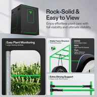 VIVOSUN Pro 5x5 grow tent: rock-solid frame, easy-view window, 2000D Oxford fabric, highly-reflective interior.