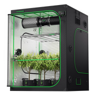 Vivosun 5x5 Smart Grow Tent Kit with LED lights, fan, and plants.