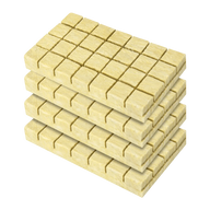 Stack of four light yellow Vivosun Rockwool grow cubes, each with grid pattern, on black background.