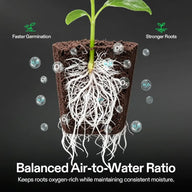 Vivosun Seed Rooter: Healthy plant roots in soil, with H2O & O2 bubbles, promoting faster germination and stronger roots.