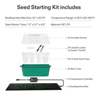 Vivosun seed starting kit includes heat mat, trays, humidity domes, garden tools, and temperature controller.