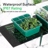 Vivosun seedling heat mat warming plants for germination. IP67 waterproof surface is easy to clean.