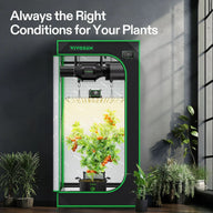 VIVOSUN Smart Grow Tent Kit with active tomato plant, full spectrum LED grow light, ventilation system, and digital control.