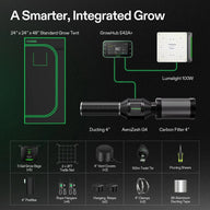 Vivosun Smart Grow Tent Kit: 24x24x48 tent, GrowHub E42A+, Lumarlight 100W, AeroZesh G4 fan, carbon filter, accessories.