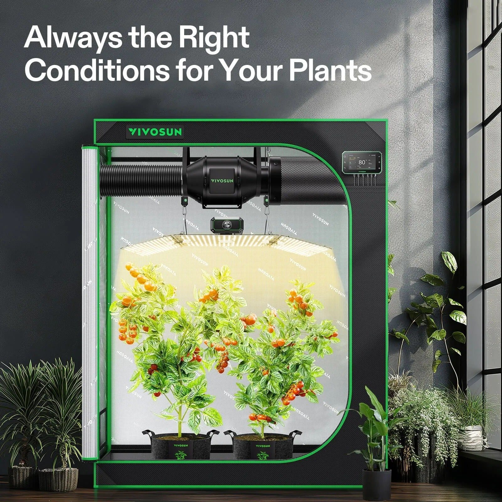 tomato tent controller Vivosun 4x4 Smart Grow Tent Kit for 4-8 Plants with WiFi Controller & 400W Full Spectrum LED Grow Light