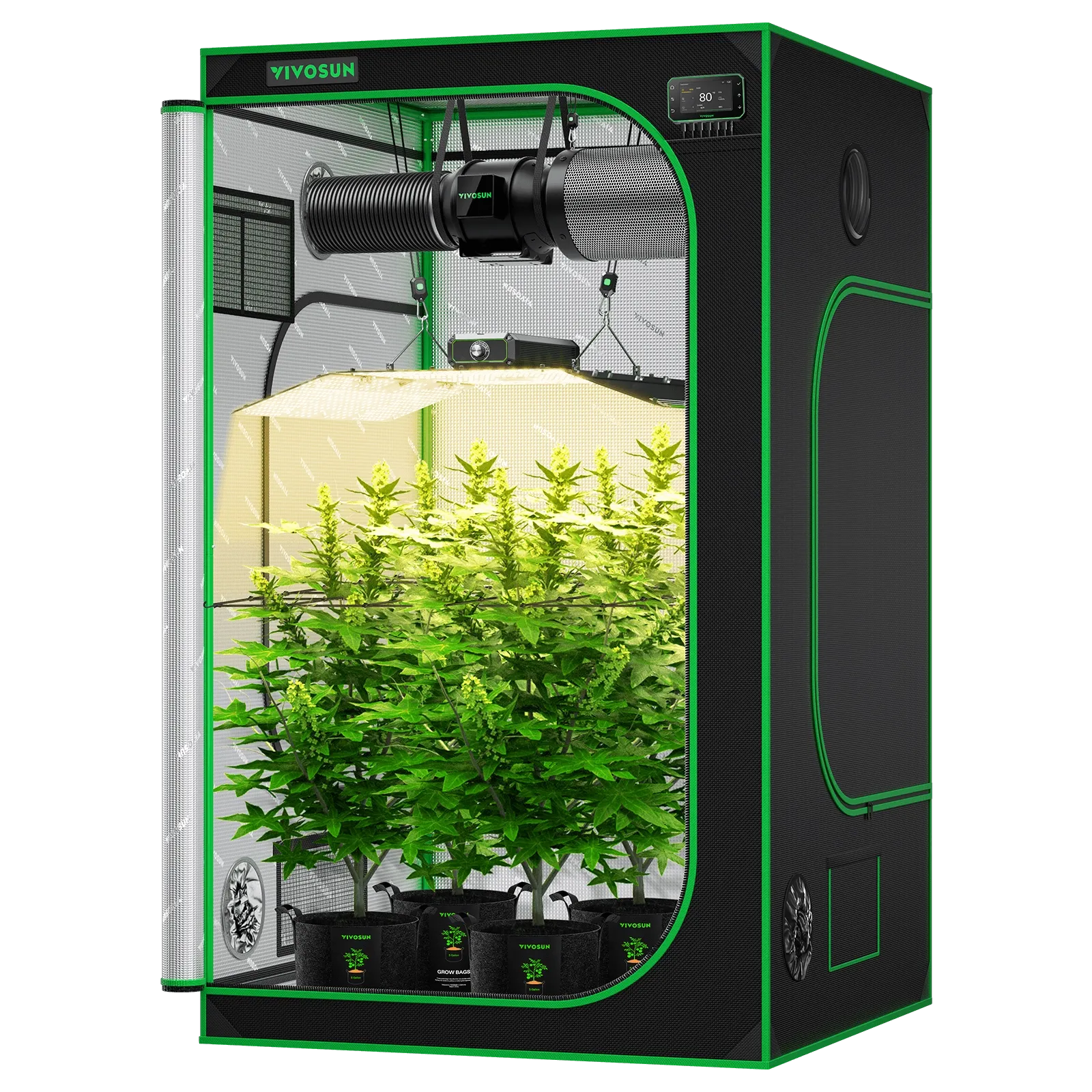 4x4 tent grow light Vivosun 4x4 Smart Grow Tent Kit for 4-8 Plants with WiFi Controller & 400W Full Spectrum LED Grow Light