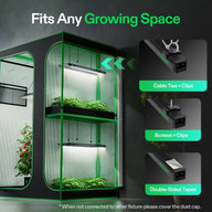 VIVOSUN grow tent with plants and lights. Includes cable ties, screws, and tape for mounting.