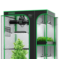 Vivosun 3x4 grow tent kit with fan, lights, and plants.