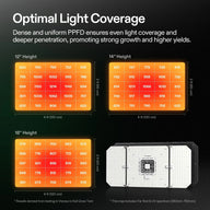 Vivosun grow light coverage map: PPFD values for 12