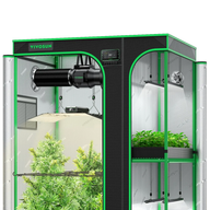 VIVOSUN smart 2-in-1 grow tent kit with plants, lights, fan, and ventilation system.