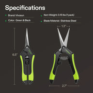 Vivosun pruning shears: green & black, stainless steel blades, 6.5
