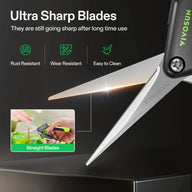 VIVOSUN stainless steel pruning shears with straight blades, rust and wear resistant, easy to clean.