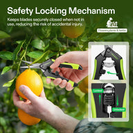 VIVOSUN pruning shears with safety lock mechanism for flowers, plants, and herbs.