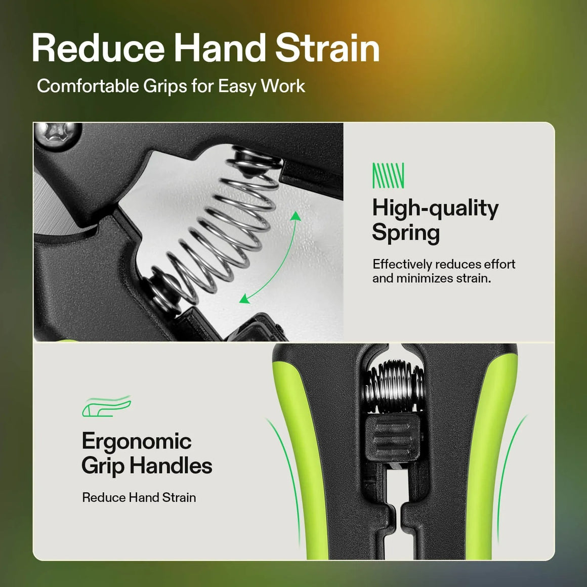 VIVOSUN stainless steel pruning shears with high-quality spring and ergonomic grip handles reduce hand strain.
