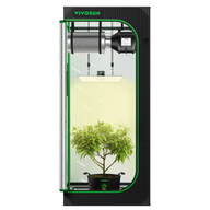 VIVOSUN grow tent kit with LED light, fan, and plant.