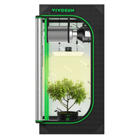 VIVOSUN grow tent kit with LED light, fan, filter, and plant.