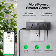 VIVOSUN smart power strip with 2 outlets, 2 USB ports, and app control for grow tents.