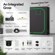 VIVOSUN 4'x2' Standard Grow Tent Kit: includes tent, grow light, carbon filter, fan, ducting, grow bags, net, shears, hangers, straps, prefilter, clamps.