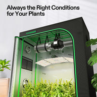 VIVOSUN grow tent with LED light, fan, and plants.