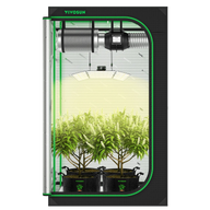VIVOSUN 4x4 grow tent kit with plants, LED grow light, and ventilation system.